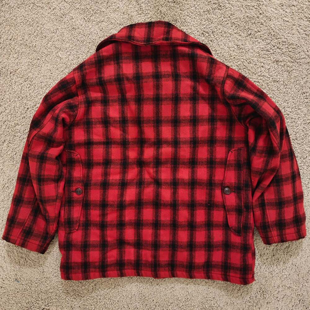 Vtg Woolrich 523 Mackinaw Cruiser Hunting Jacket Red Black Buffalo Plaid Size 42 - Picture 3 of 11